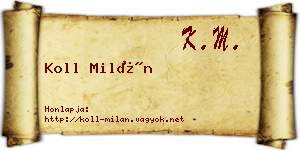 Koll Milán névjegykártya